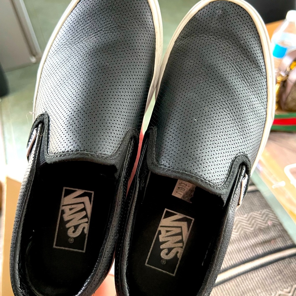 Black leather Vans - size 7